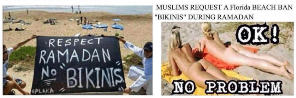 RESPECT RAMADAN No BIKINS &bull;PLAKA MUSLIMS REQUEST A Florida BEACH BAN "BIKINIS" DURING RAMADAN OK! NO PROBLEM