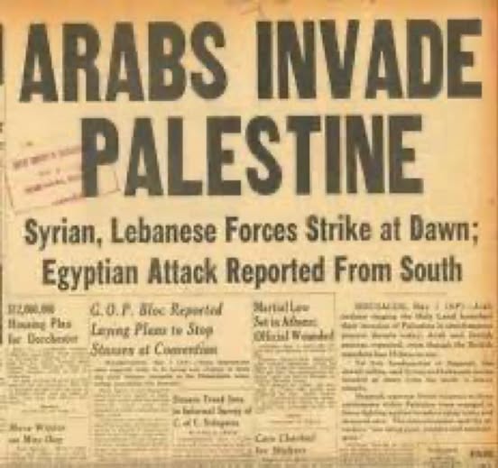ARABS INVADE PALESTINE Syrian, Lebanese Forces Strike at Dawn; Egyptian Attack Reported From South G.0.P. Biec Reparted Seitul Las Plas Laying Plea te Step Staurs al Comer Ofil E