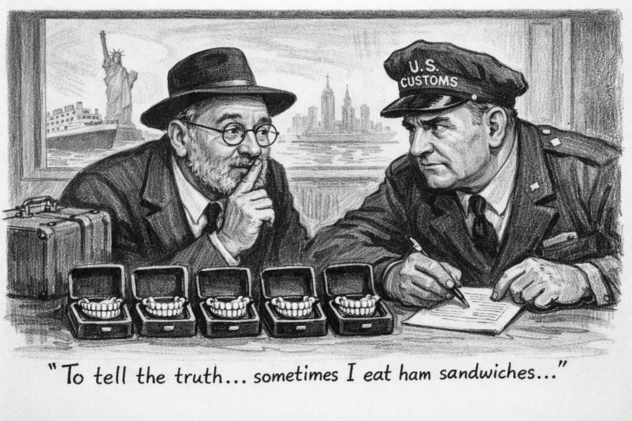 U.S. CUSTOMS "To tell the truth... sometimes I eat ham sandwiches..."